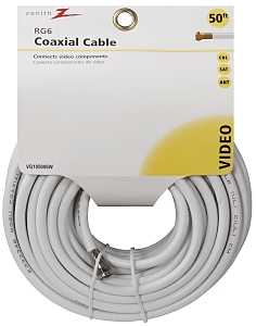 Zenith VG105006W Coaxial Cable, 50 ft L