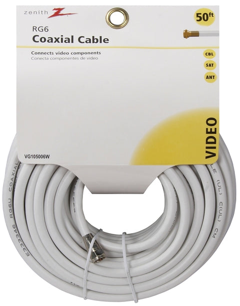 Zenith VG105006W Coaxial Cable, 50 ft L