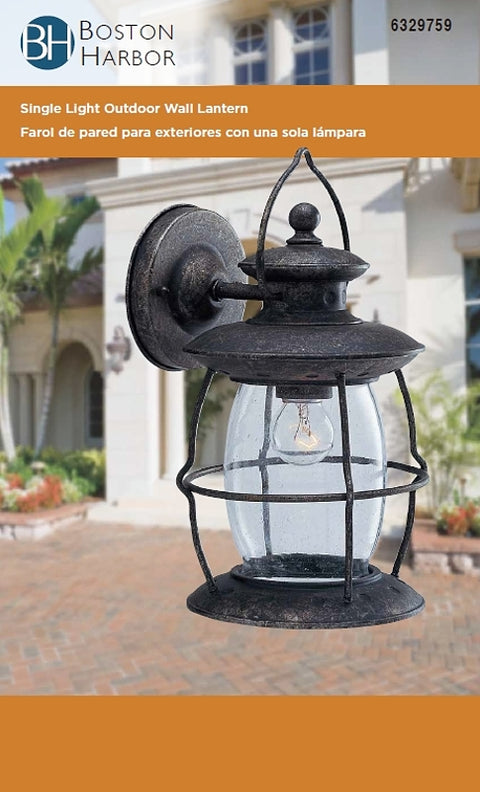 Boston Harbor BRT-CDC1691-3L Outdoor Wall Lantern, 120 V, 60 W, Steel Fixture, Misty Pewter Fixture