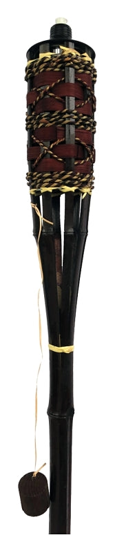 Seasonal Trends Y2567 Konani Bamboo Torch, 3.54 in H, Bamboo, Fiberglass, and Metal, Black, Brown, Mahogany Finish