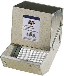 Pet Lodge AF5S Series Small Animal Feeder with Sifter Bottom, Steel, Galvanized, Wire Hook Mounting