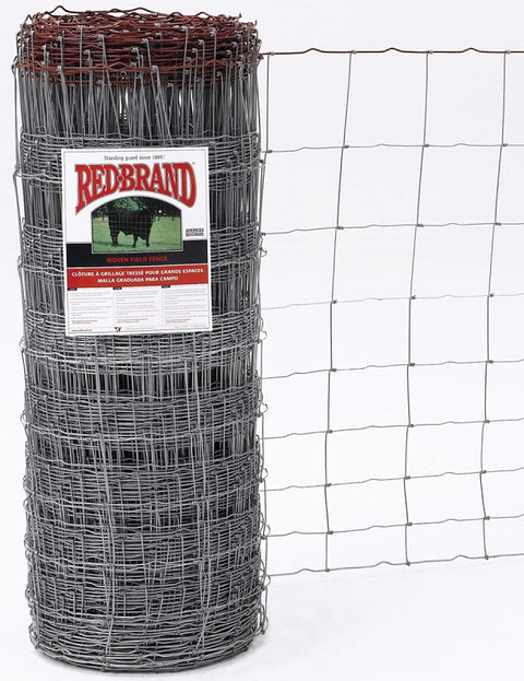 Red Brand 70046 Series Field Fence, 6 in, 39 in H, 330 ft L, 12-1/2 ga, Steel, Galvanized
