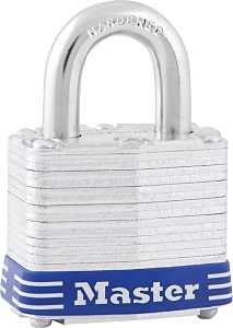 Master Lock 3D Padlock, Keyed Different Key, 9/32 in Dia Shackle, 3/4 in H Shackle, Steel Shackle, Steel Body, Laminated
