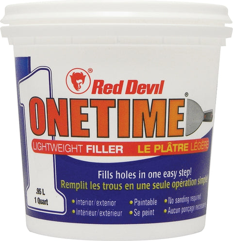 Red Devil 0544CA Spackling Compound, Latex, Oil Base, White, 1 qt Tub