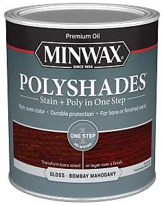 Minwax 61480444 Waterbased Polyurethane Stain, Oil, Water Base, Bombay Mahogany, 1 qt Can, 0.91 Specific Gravity