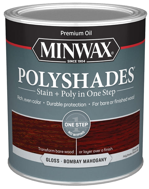 Minwax 61480444 Waterbased Polyurethane Stain, Oil, Water Base, Bombay Mahogany, 1 qt Can, 0.91 Specific Gravity