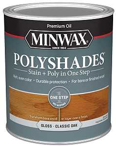 Minwax 61470444 Waterbased Polyurethane Stain, Oil, Water Base, Classic Oak, Gloss, 1 qt Can