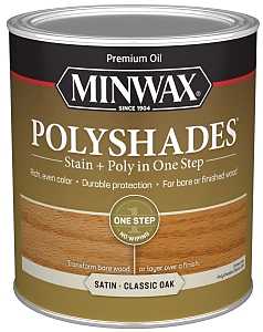 Minwax 61370444 Waterbased Polyurethane Stain, Satin, Liquid, Classic Oak, 1 qt, Can