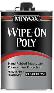 Minwax 40900000 Wipe-On Polyurethane, Oil Base, Clear, Gloss, Liquid, 1 pt Can
