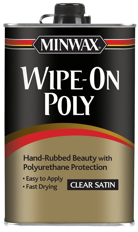 Minwax 40910000 Wipe-On Polyurethane, Oil Base, Clear, Liquid, 1 pt Can
