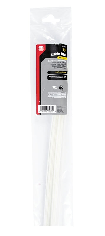 Gardner Bender 45-548 Cable Tie, 6/6 Nylon, Natural, 48 in L, 10/PK