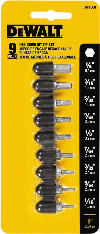 DEWALT DW2068 Hex Bit Set, 9-Piece, Steel – Shell Lumber and Hardware