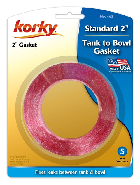 Korky 463BP Tank-to-Bowl Gasket, 2-1/8 in ID x 3-1/2 in OD Dia, Sponge Rubber, Red, For: 2 in 2-Piece Toilet Tanks