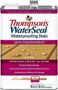Thompson's WaterSeal TH.092201-16 Wood Sealer, Semi-Transparent, Liquid, Harvest Gold, 1 gal, Pack of 4