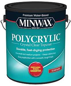 Minwax Polycrylic 15555000 Waterbased Polyurethane, Gloss, Liquid, Crystal Clear, 1 gal, Can, Pack of 2