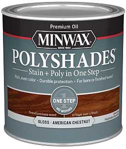 Minwax 214754444 Waterbased Polyurethane Stain, Gloss, Liquid, American Chestnut, 0.5 pt, Can