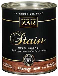 ZAR 12012 Wood Stain, Premium Teak, Liquid, 1 qt, Can