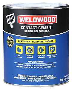 DAP 25312 Contact Cement, Gel, Strong Solvent, Tan, 1 qt, Can