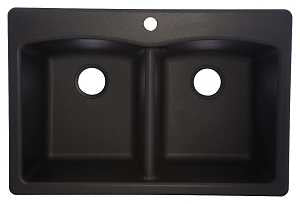 Franke EDOX33229-1 Kitchen Sink, 33 in OAW, 9 in OAH, 22 in OAD, Granite, Onyx, Top