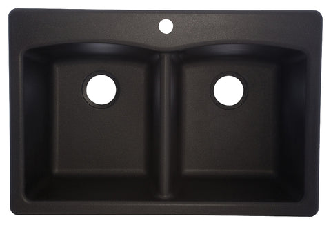 Franke EDOX33229-1 Kitchen Sink, 33 in OAW, 9 in OAH, 22 in OAD, Granite, Onyx, Top