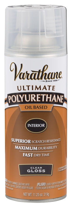 Varathane 9081 Polyurethane, Gloss, Liquid, Clear, 11.25 oz, Aerosol Can