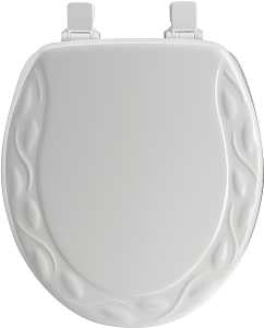 Mayfair 34EC-000 Toilet Seat, Round, Wood, White, Twist Hinge