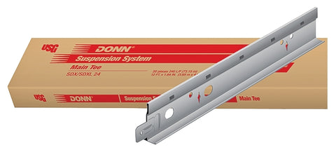 USG DONN SDX/SDXL Series SDKL24 Main Tee, Galvanized Steel, Flat White