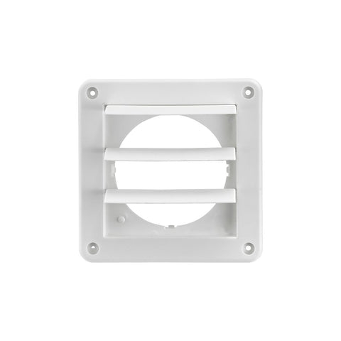 Lambro 2676W Louvered Vent, 4 in L, 4.64 in W, Plastic, White, Wall Installation