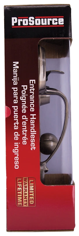 ProSource Handleset, 3 Grade, Keyed Key, Brass, Antique Brass, 2-3/8 x 2-3/4 in Backset, KW1 Keyway