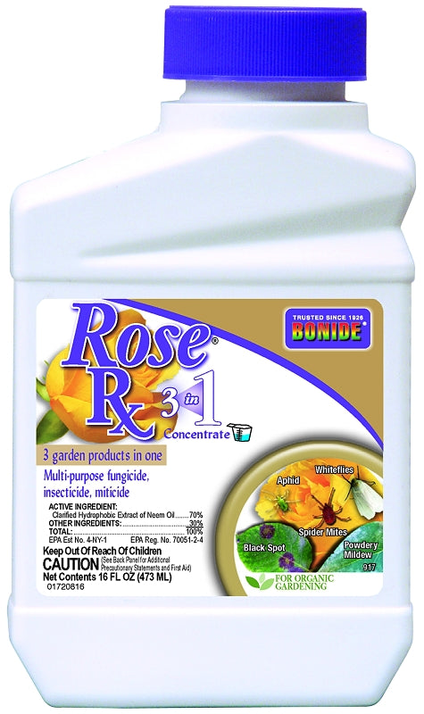 Bonide Rose Rx 917 Fungicide/Miticide/Insecticide, Liquid, 1 pt