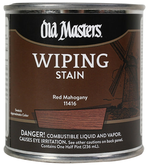 Old Masters 11416 Wiping Stain, Red Mahogany, Liquid, 0.5 pt, Can