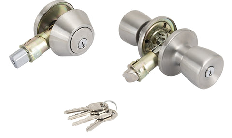 ProSource T-5764-D101SS Combination Lockset, Stainless Steel, Stainless Steel, Pack of 3
