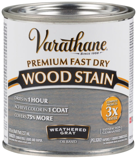 Varathane 269398 Wood Stain, Weathered Gray, Liquid, 0.5 pt, Can