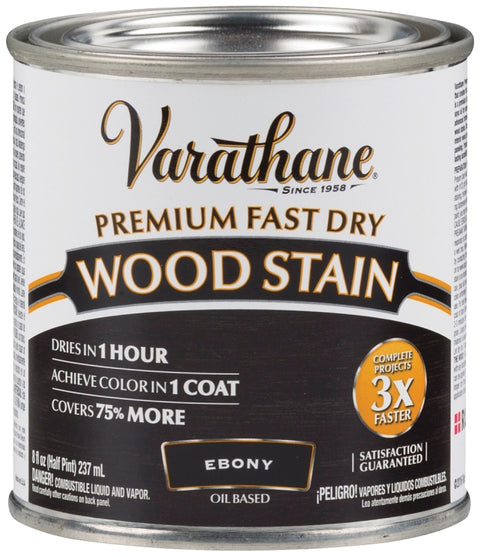 Varathane 269400 Wood Stain, Ebony, Liquid, 0.5 pt, Can