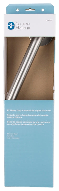 Boston Harbor YG01-01-1.5 Grab Bar, 16 in L Bar, Stainless Steel, Wall Mounted Mounting