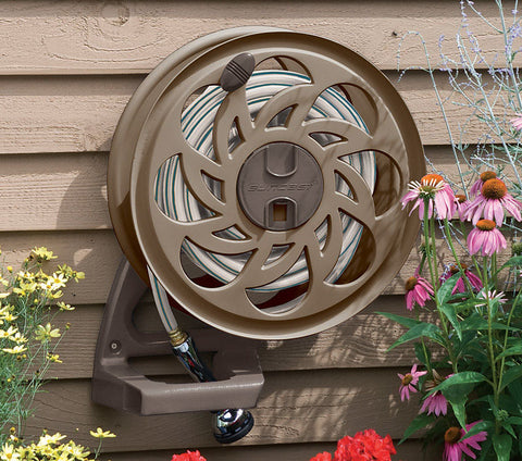 Suncast Slide Trak Hose Hideaway Wall Mount Hose Reel 125 ft. Taupe