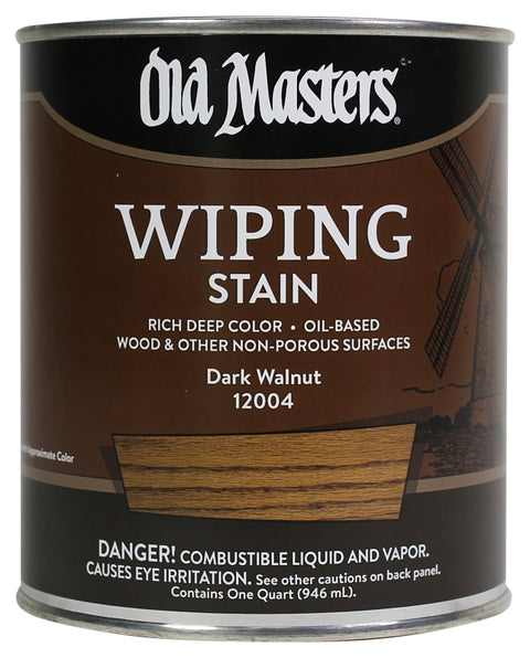 Old Masters 12004 Wiping Stain, Dark Walnut, Liquid, 1 qt, Can