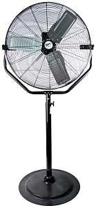 MaxxAir HVPF 30 YOKE High-Velocity Pedestal Fan, 120 V, 1.65 A, 360 deg Sweep, 30 in Dia Blade, Black