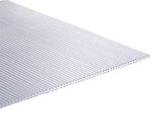 Tuftex 1518A Multi-Wall Roof Panel, 8 ft L, 4 ft W, Corrugated Profile, 6 mm Thick Material, Polycarbonate, Clear