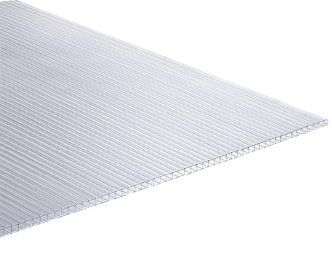 Tuftex 1518A Multi-Wall Roof Panel, 8 ft L, 4 ft W, Corrugated Profile, 6 mm Thick Material, Polycarbonate, Clear