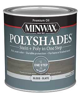 Minwax PolyShades 214984444 Interior Wood Stain, Gloss, Slate, Liquid, 0.5 pt
