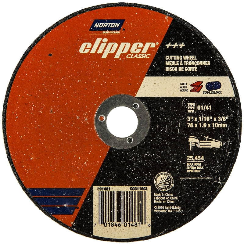Norton Clipper Classic A AO Series 70184601481 Cut-Off Wheel, 3 in Dia ...