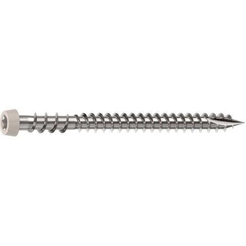 Camo 0367158NS Deck Screw, #10 Thread, 2-1/2 in L, Reverse Upper Thread, Trim Head, Star Drive, Sharp, Stone Gray