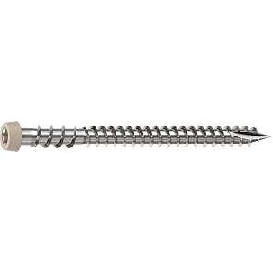Camo 0367158SS Deck Screw, #10 Thread, 2-1/2 in L, Reverse Upper Thread, Trim Head, Star Drive, Type-17 Point, Sand