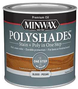 Minwax 214204444 Waterbased Polyurethane Stain, Gloss, Liquid, Pecan, 0.5 pt, Can