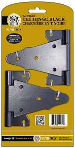 Nuvo Iron TH6BLK Tee Hinge, 6 in H Frame Leaf, Galvanized Steel