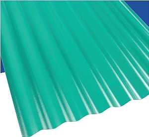 Suntop 108977 Corrugated Roofing Panel, 12 ft L, 26 in W, 0.063 Thick Material, Polycarbonate, Green