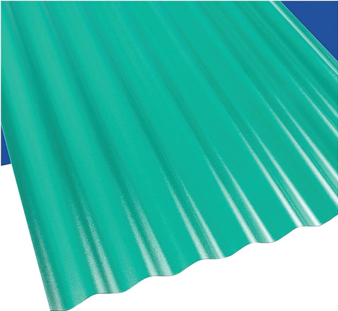 Suntop 108977 Corrugated Roofing Panel, 12 ft L, 26 in W, 0.063 Thick Material, Polycarbonate, Green