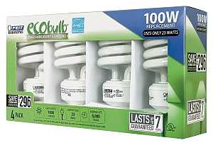 Feit Electric ESL23TM/4/RP Compact Fluorescent Bulb, 2700 K Color Temp, Soft White, 1600 Lumens, 23 W