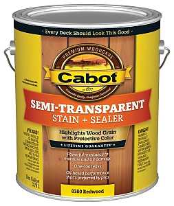Cabot 140.0000380.007 Semi Transparent Stain, Redwood, Liquid, Oil Base, 1 gal, Pack of 4